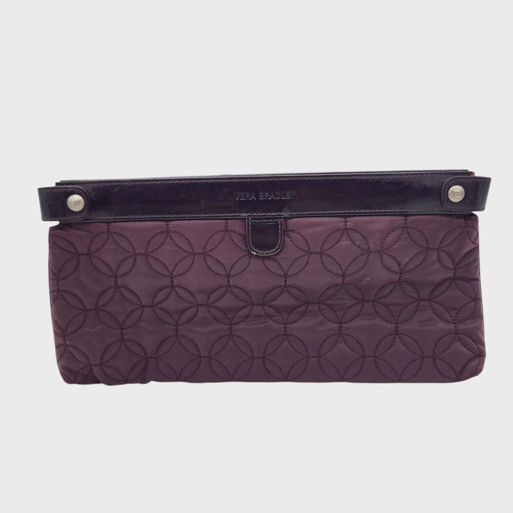 Vera Bradley Midnight Clutch in Wine Quilted Nylon Evening Bag Purple Plum